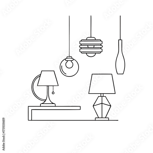 Modern decorative lamp silhouette vector