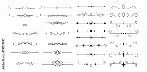 elements or border and page rules frame vector illustration set. Set of decorative vintage vector elements. dividers for your design. Divider, border, header