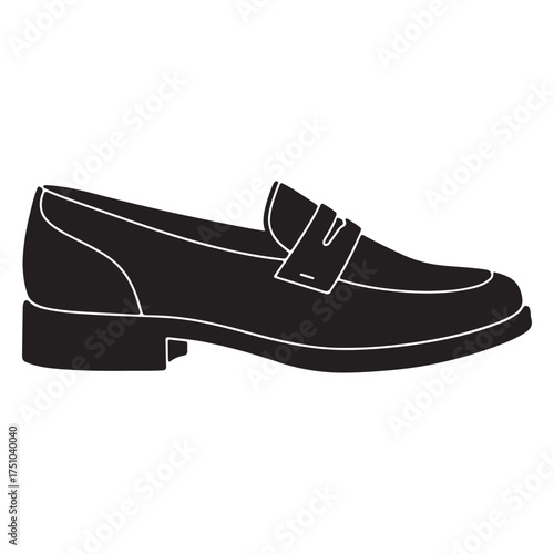 Elegant Black Leather Penny Loafer Shoe Vector Illustration Timeless Style and Sophistication for Formal Occasions and Business Attire