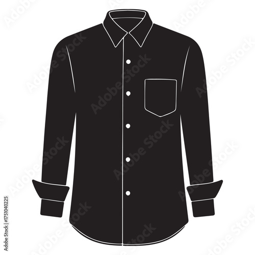 Elegant black long sleeved shirt with button down design and chest pocket ready for professional or casual wear fashion apparel