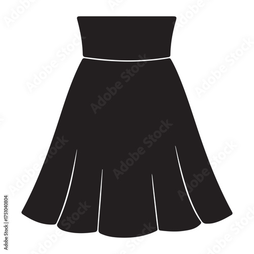 Elegant black skirt with pleated design vector illustration for fashion websites and clothing stores promotion and dressmaking tutorials for designers