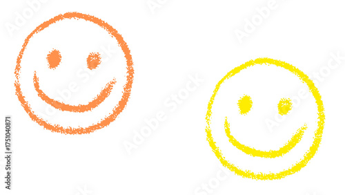Hand-Drawn Orange Yellow Smiley Faces Doodle with Transparent Background