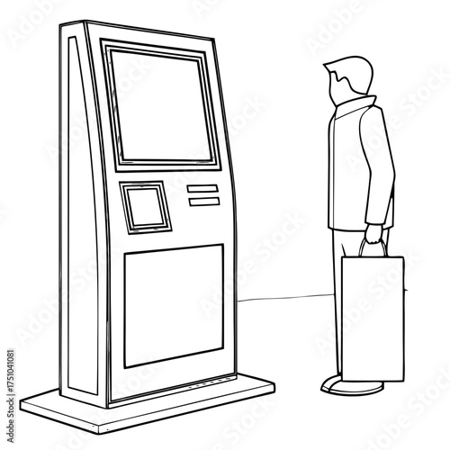 Blank digital advertising kiosk mockup, front view no background