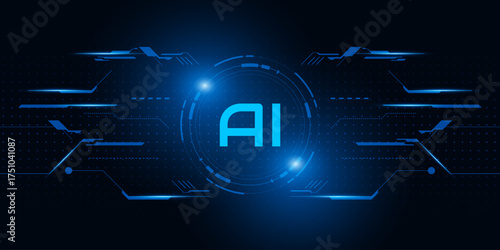 Artificial Intelligence ,AI chipset on circuit board, futuristic Technology Concept	
