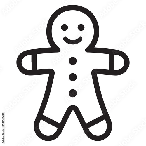 Simple Line Art Gingerbread Man Cookie Icon