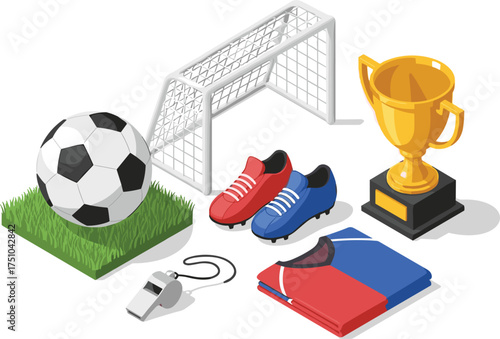 Isometric Football Scene Icons.