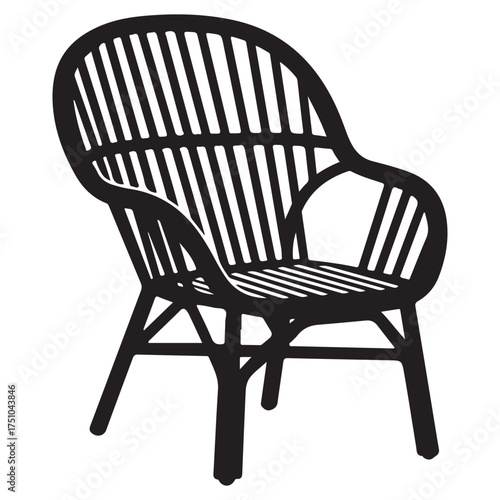 Elegant Wicker Chair Silhouette Vector Illustration for Interior Design and Furniture Concepts with Modern and Minimalist Aesthetics perfect for blogs and websites