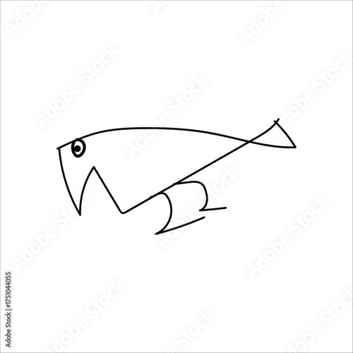 Fish Hook and Water Symbol Vector Illustration