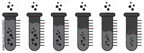 Chemical reaction experiment test tubes illustration.