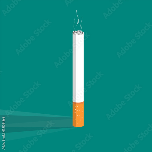 Graphic illustration of a burning cigarette with smoke, symbolizing the addiction and health impact of smoking