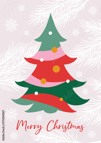 Colorful Christmas tree with festive decorations