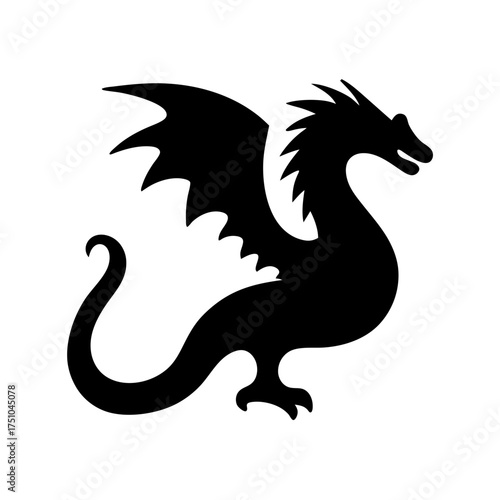Majestic black silhouette dragon dancer ready for mythical adventures and fantasy art