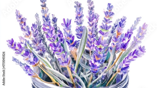 lavender in a pot with a white background