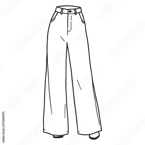 Illustration of stylish high waisted wide leg pants perfect for fashion designs and textile patterns