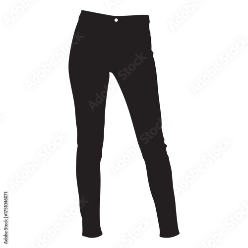 Isolated black skinny jeans on a white background fashion style clothing apparel casual wear fabric material comfortable fit simple design for women