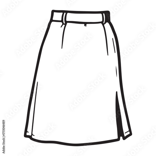 Minimalist A line Skirt Illustration in Black and White for Fashion Design and Garment Concepts offering Style and Simplicity