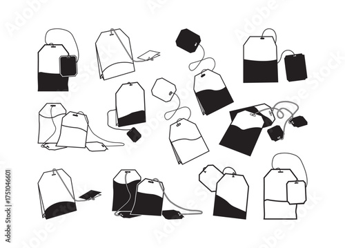 Tea Bag, Tea, Bag, Tea Bag vector bundle, Tea Bag clipart, Tea Bag silhouette.	