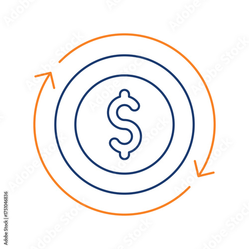 Cash Flow Colored Line Icon Vector Illustration