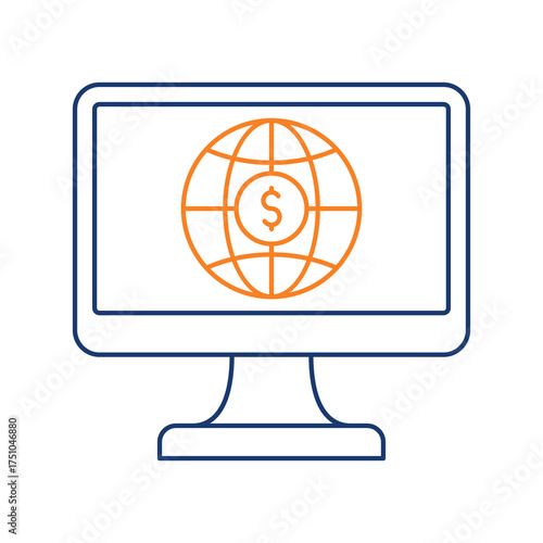 Online Business Colored Line Icon Vector Illustration