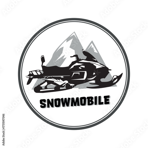 snowmobile logo design, snowmobile silhouette, snowmobile sports, snowmobile racing logo vector. Vector illustration