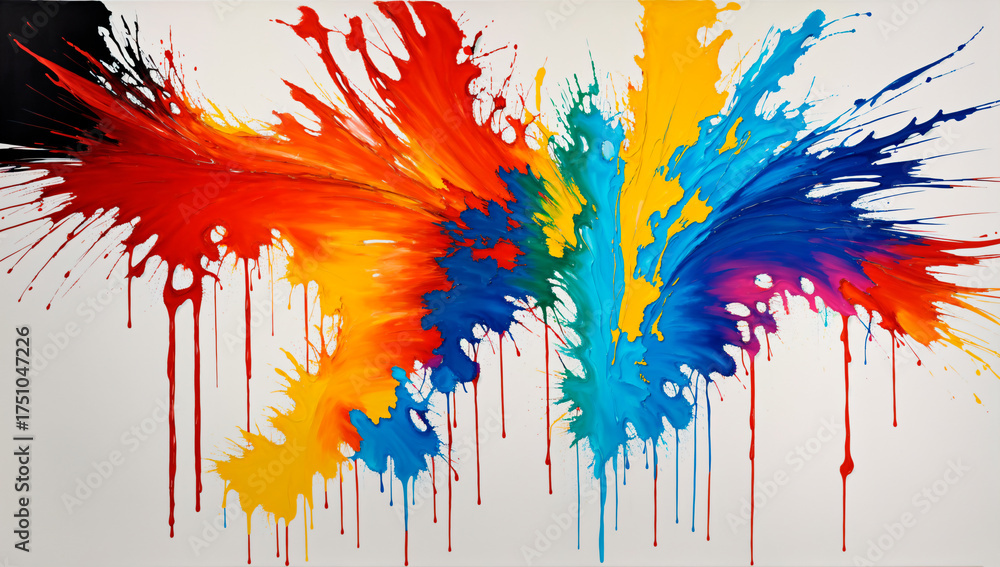 Fototapeta premium Dynamic paint splash with blue and red colors