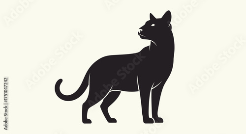 Elegant Black Cat Silhouette Standing Gracefully.