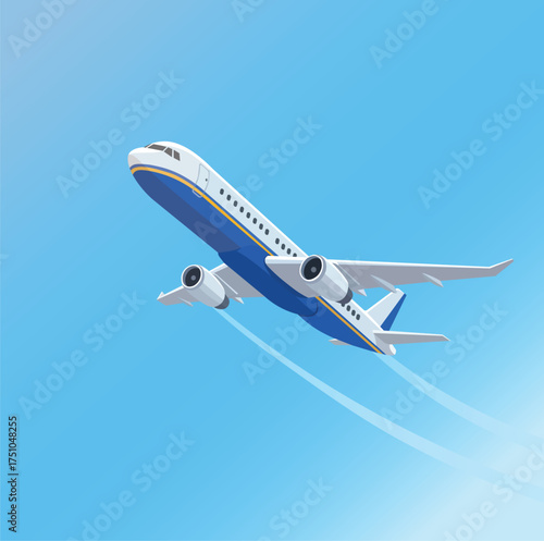Airplane Taking Off in a Clear Blue Sky