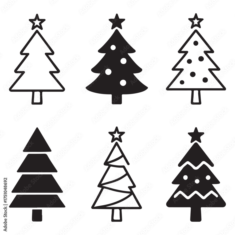 Fototapeta premium Christmas Tree Icons Collection