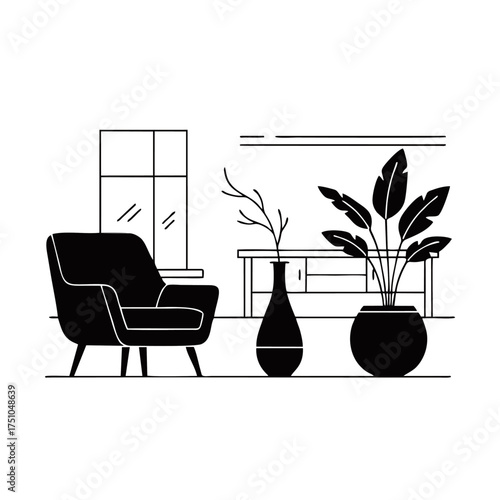 Modern furniture silhouette vector