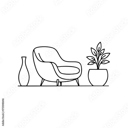 Modern furniture silhouette vector