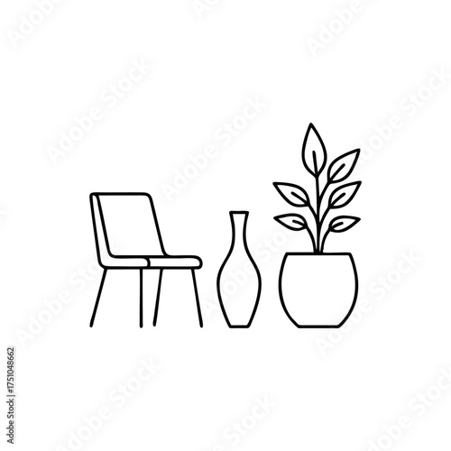 Modern furniture silhouette vector