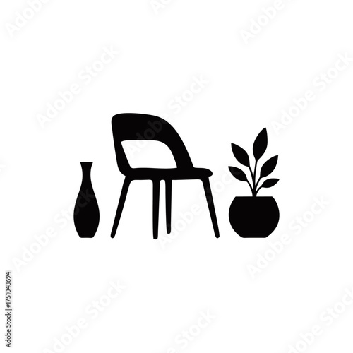 Modern furniture silhouette vector