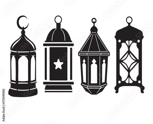 Collection of Traditional Lantern Silhouettes for Festive Decorations