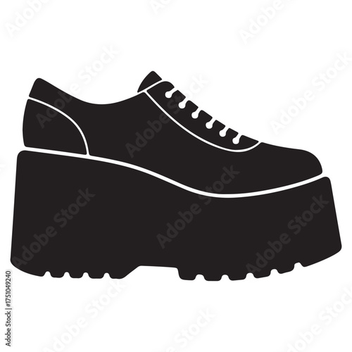 Silhouette of a Black Platform Shoe Trendsetting Fashion Statement for Modern Wardrobes Ideal for Designers and Content Creators
