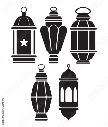 Collection of Traditional Lantern Silhouettes for Festive Decorations