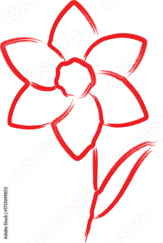 Red Brushstroke Daffodil Illustration