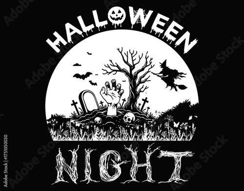 Halloween Night Party Festive Ghost - printable editable vector art file.