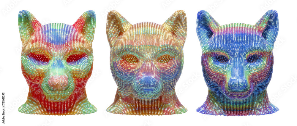 Naklejka premium Colorful Abstract Dog Head Sculpture with Unique Design and Texture