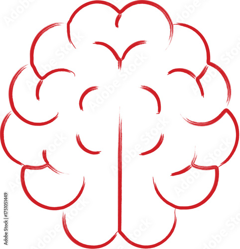Red Brushstroke Brain Icon