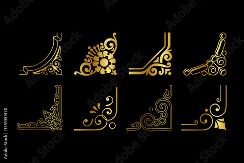 Set of Golden Decorative Corner Ornaments