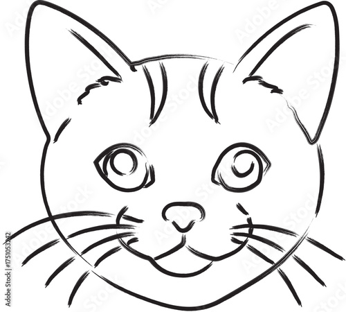 Simple Line Art of a Cat's Face