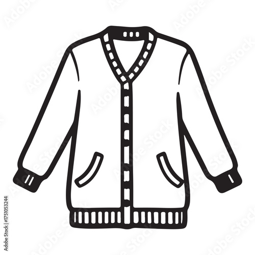 Vector illustration of a cardigan sweater with buttons and pockets perfect for fashion or apparel design projects and casual wear graphics