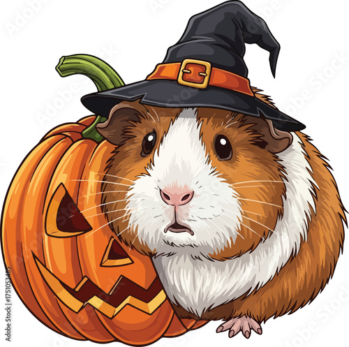 Cute orange cartoon cat playing with a mouse illustration