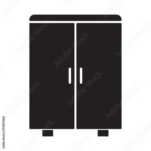 Wardrobe vector icon two door closet for clothes and storage in a minimal style home furniture and bedroom fixture design