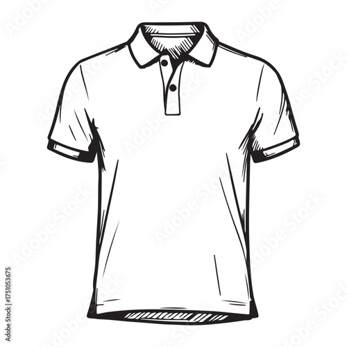 White polo shirt sketch illustration for apparel design and fashion concept presentation offering classic style and casual wardrobe essential