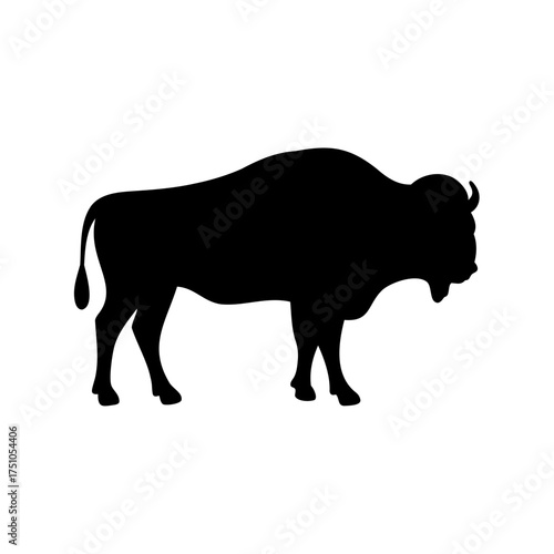 Powerful Buffalo Silhouette Illustration with strong muscular body and magnificent horns