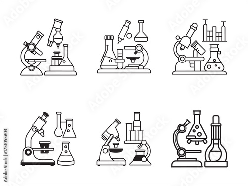 Science and laboratory icons collection for research experimentation and development
