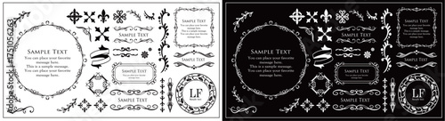 クリスマスのデザインエレメント。飾り罫やフレームデザインセット