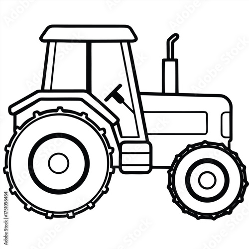Illustration of a tractor, perfect for coloring books