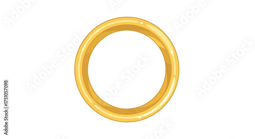 Shiny golden ring object with smooth gradients on clean white background offering versatile applications for design projects